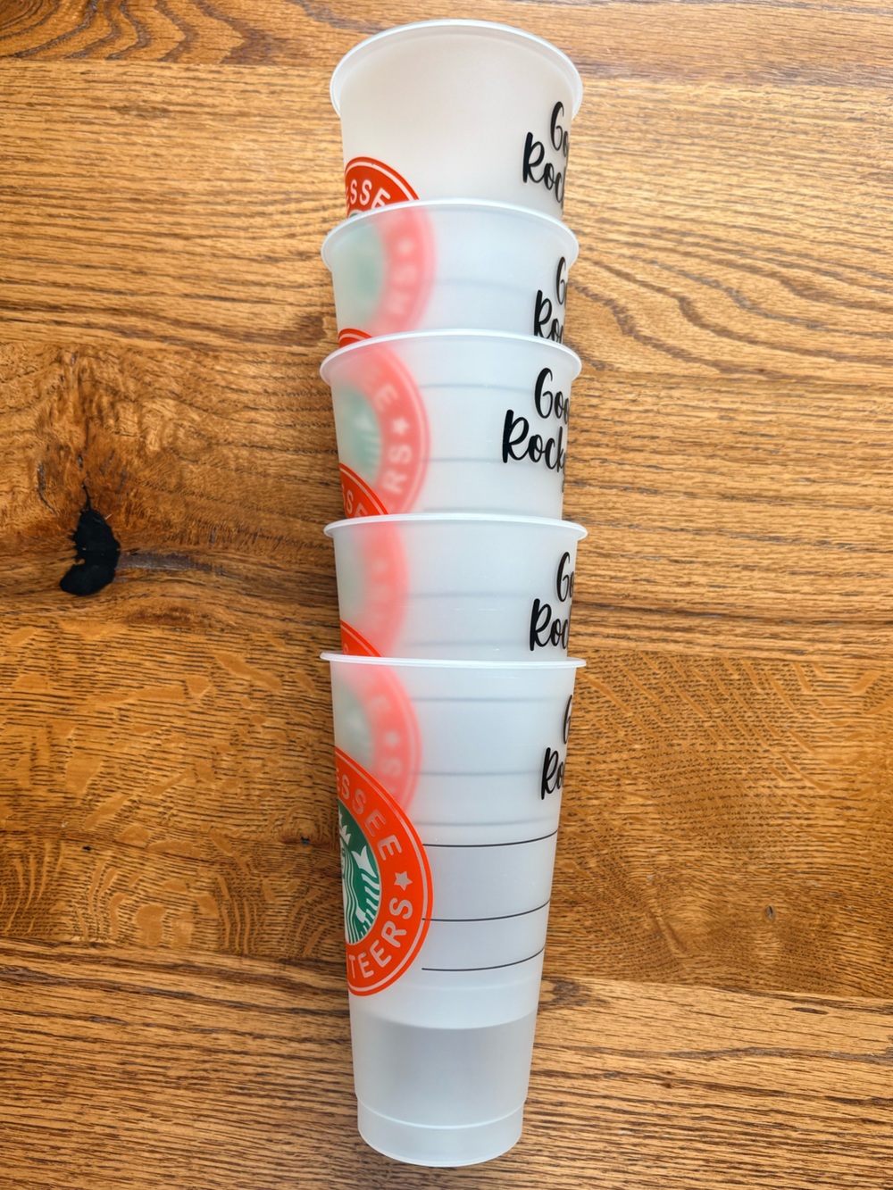 Starbucks set of 5 Tennessee Volunteers 24 oz frosted, plastic cold drink cups - Picture 6 of 16